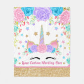 Couverture Polaire Aquarelle Unicorne personnalisée (Devant)