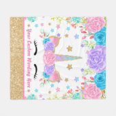 Couverture Polaire Aquarelle Unicorne personnalisée (Devant (Horizontal))
