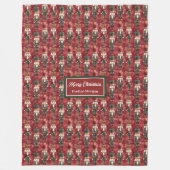 Couverture Polaire Aquarelle unique Noisettes de Noël Rouge profond (Devant)