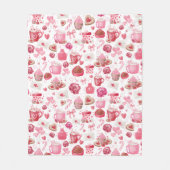 Couverture Polaire Aquarelle Valentine rose doux Motif sans couture (Devant)