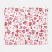 Couverture Polaire Aquarelle Valentine rose doux Motif sans couture (Devant (Horizontal))