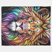 Couverture Polaire Aquarelle Verre verni Style Lion (Devant (Horizontal))