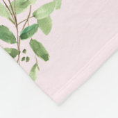 Couverture Polaire Aquarelle Vert Feuilles rose bébé fille jalon (Coin)
