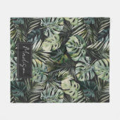 Couverture Polaire Aquarelle Vert Forêt tropicale Feuille Motif (Devant (Horizontal))