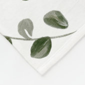 Couverture Polaire Aquarelle verte Eucalyptus Nom du bébé répété (Coin)