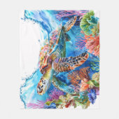 Couverture Polaire Aquarelle Vibrante Tortue marine (Devant)