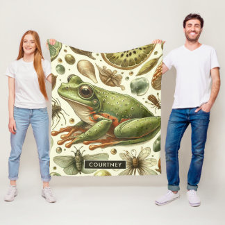 Couverture Polaire Aquarelle vintage de grenouille