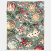 Couverture Polaire Aquarelle Vintage Motifs de Noël (Devant)
