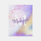 Couverture Polaire Aquarelle violet Abstrait Girly Luxury Monogramme (Devant)