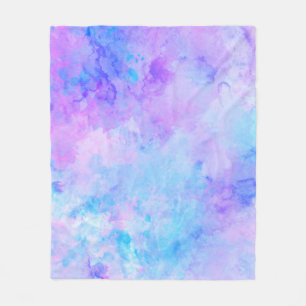 Couverture Polaire Aquarelle violette et turquoise