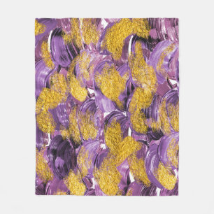 Couverture Polaire Aquarelle violette : Fusion d'or artistique.