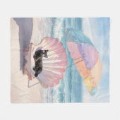 Couverture Polaire Aquarelle Whimsical Cat Beach Blanket (Devant (Horizontal))