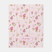 Couverture Polaire Aquarelle Whimsical Fées & Fleurs rose (Devant)