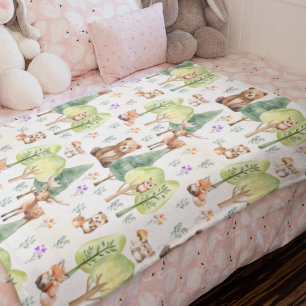 Couverture Polaire Aquarelle Woodland Animal Nursery Salle pour enfan