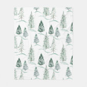 Couverture Polaire Aquarelles de Noël. Forêt d'hiver. (Devant)