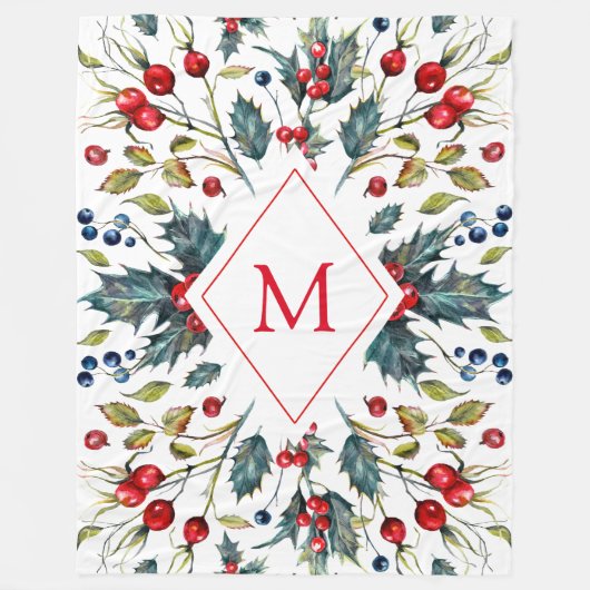 Couverture Polaire Aquarelles monogramme de Noël (Devant)