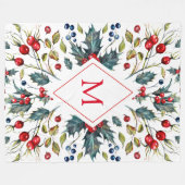Couverture Polaire Aquarelles monogramme de Noël (Devant (Horizontal))