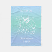 Couverture Polaire Aquarius Zodiac Star Nom Birthdate Bébé Bleu (Devant)