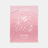 Couverture Polaire Aquarius Zodiac Star Nom Birthdate Pink Baby (Devant)