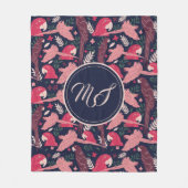 Couverture Polaire Ara Parrot Dessin Motif tropical Monogramme (Devant)
