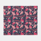 Couverture Polaire Ara Parrot rouge rose dessin Tropical Leave Motif (Devant (Horizontal))