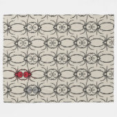 Couverture Polaire Araignées - Blanche d'os et Noir de chaume (Devant (Horizontal))