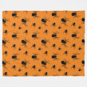 Couverture Polaire Araignées Halloween motif noir et orange (Devant (Horizontal))