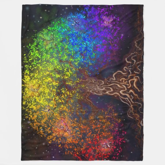 Couverture Polaire Arbre arc-en-ciel Blanche polaire (Devant)