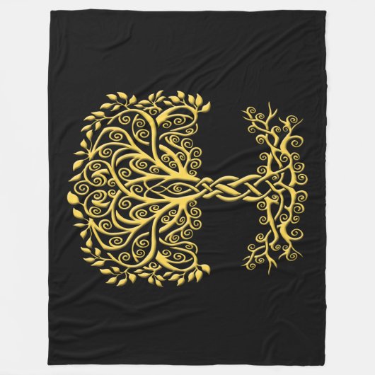 Couverture Polaire Arbre Celtique Jaune (Devant)