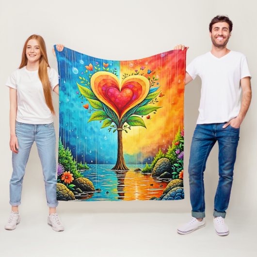 Couverture Polaire Arbre d'amour et de design de vie (En situation)