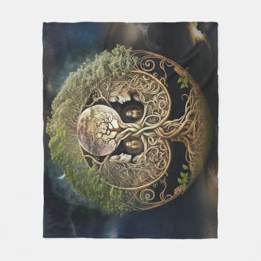 Couverture Polaire Arbre de la déesse et de la lune (Devant)