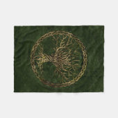 Couverture Polaire Arbre de la vie - Yggdrasil - vert et or (Devant (Horizontal))