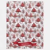 Couverture Polaire Arbre de Noël blanc rouge Motif #4 ID1009 (Devant)
