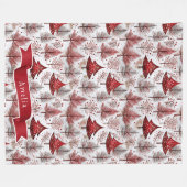 Couverture Polaire Arbre de Noël blanc rouge Motif #4 ID1009 (Devant (Horizontal))