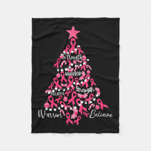 Couverture Polaire Arbre de Noël Cancer Ruban Rose Lutte Sensibilisat