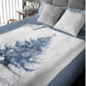 Couverture Polaire Arbre de Noël dans Delft Blue personnalisable