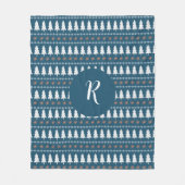 Couverture Polaire Arbre de Noël d'hiver moderne Motif Monogramme ble (Devant)