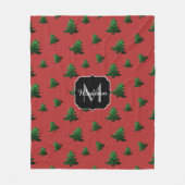 Couverture Polaire Arbre de Noël étincelant vert étincelant Monogram  (Devant)