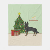 Couverture Polaire Arbre de Noël Festif Bi-Noir Allemand Berger (Devant)