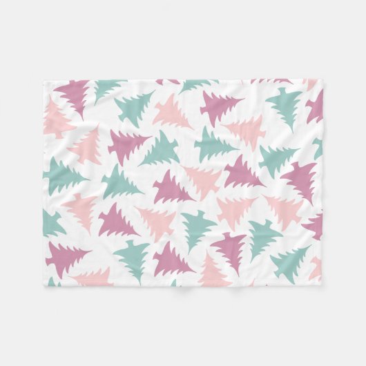 Couverture Polaire Arbre de Noël motif rose pastel violet vert (Devant (Horizontal))