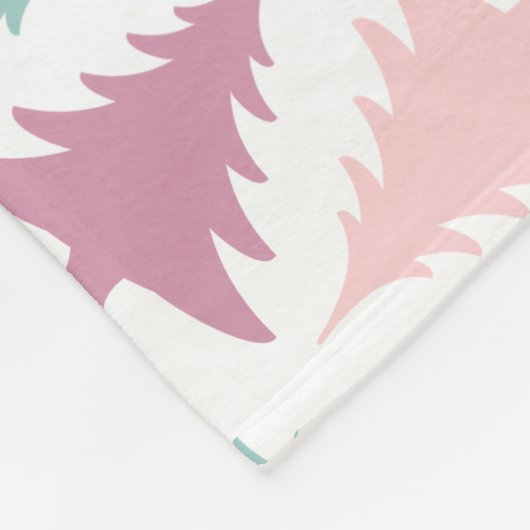 Couverture Polaire Arbre de Noël motif rose pastel violet vert (Coin)