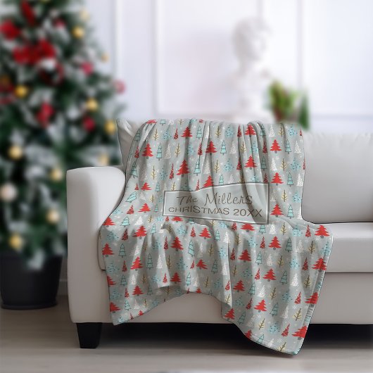 Couverture Polaire Arbre de Noël Motif rouge et bleu ID175