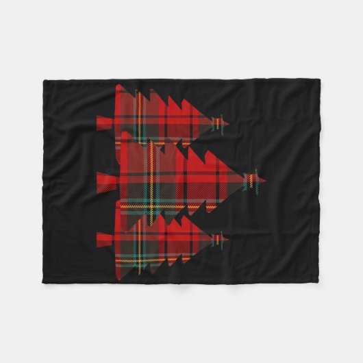Couverture Polaire Arbre de Noël Rouge Plaid Pine Trees (Devant (Horizontal))
