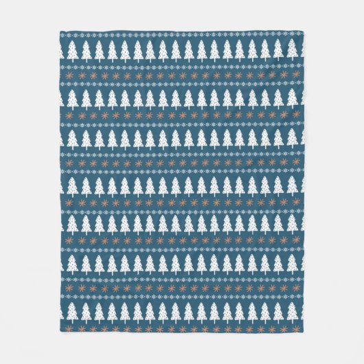 Couverture Polaire Arbre de Noël scandinave moderne Motif bleu (Devant)