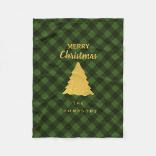 Couverture Polaire Arbre de Noël vert et noir Buffalo plaid