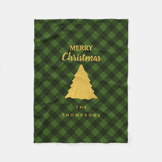 Couverture Polaire Arbre de Noël vert et noir Buffalo plaid (Devant)