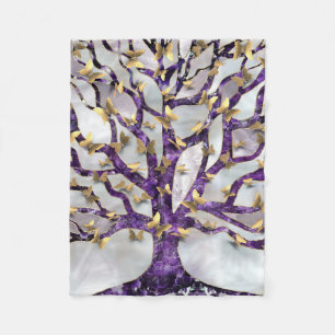 Couverture Polaire Arbre de vie - Améthyste et papillons
