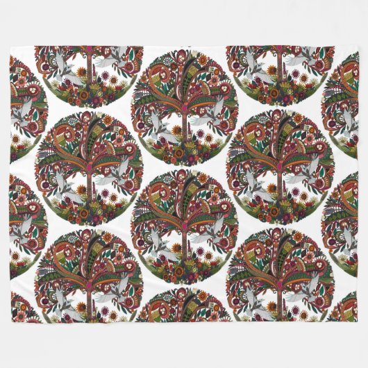 Couverture Polaire arbre de vie blanc (Devant (Horizontal))