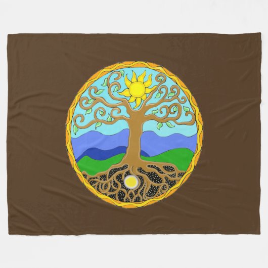Couverture Polaire Arbre de vie Mandala (Devant (Horizontal))