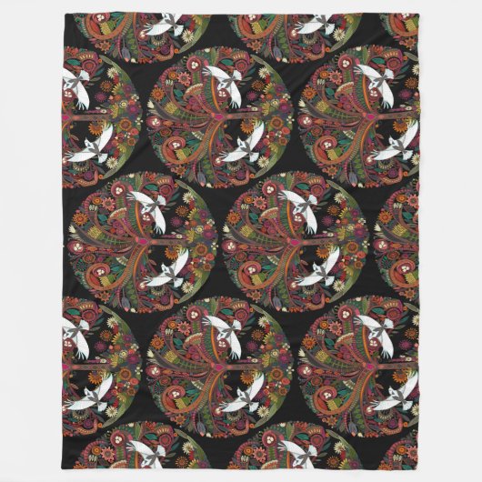 Couverture Polaire arbre de vie noir (Devant)